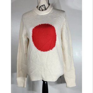 MAISON KITSUNE Knit Sweater White With Orange Circle Size X-Small